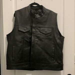 Black 2XL leather vest for men